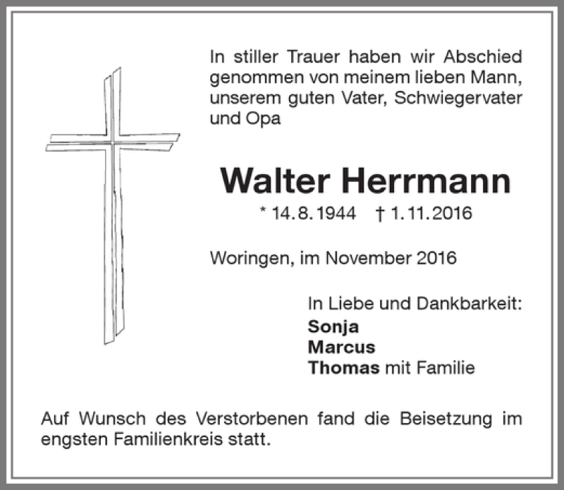 Traueranzeigen von Walter Herrmann Allgäuer Zeitung