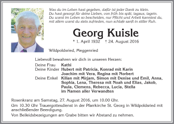 Traueranzeigen von Georg Kuisle Allgäuer Zeitung