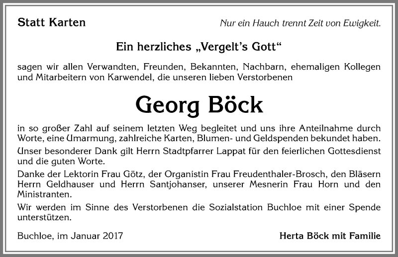 Traueranzeigen von Georg Böck Allgäuer Zeitung