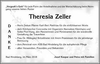 Traueranzeigen Von Theresia Zeller Allg Uer Zeitung