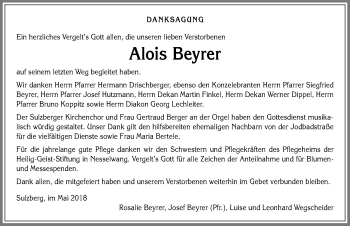 Traueranzeigen von Alois Beyrer Allgäuer Zeitung