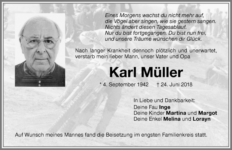 Traueranzeigen von Karl Müller Allgäuer Zeitung