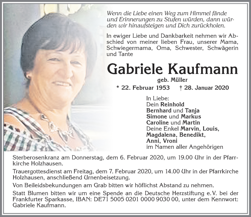 Traueranzeigen von Gabriele Kaufmann Allgäuer Zeitung