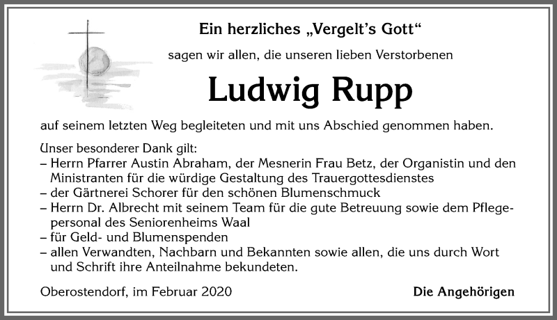 Traueranzeigen Von Ludwig Rupp Allg Uer Zeitung