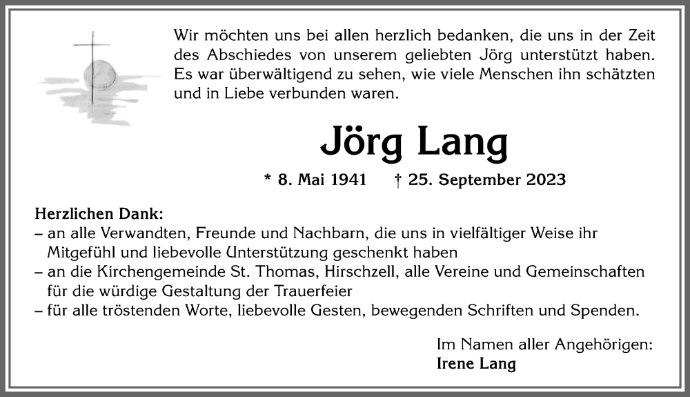 Traueranzeigen von Jörg Lang Allgäuer Zeitung