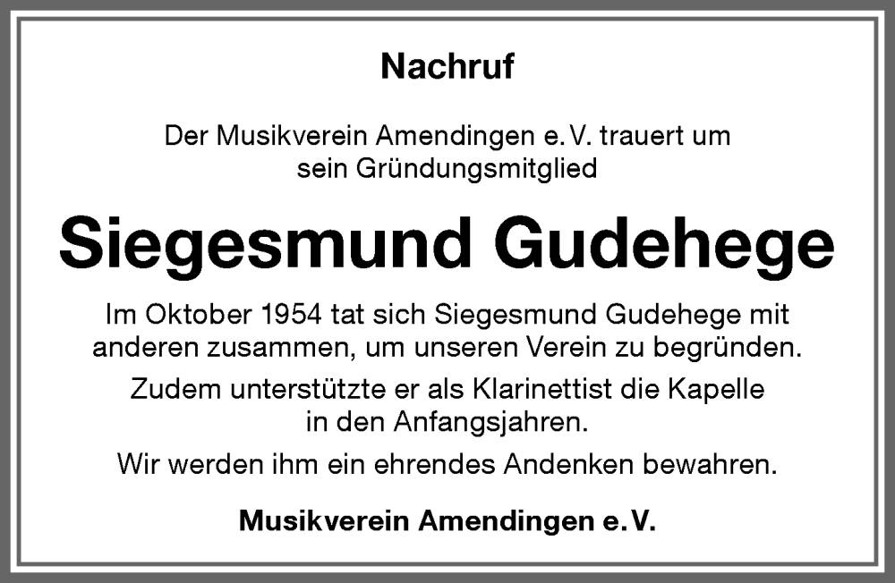 Traueranzeigen Von Siegesmund Gudehege Allg Uer Zeitung