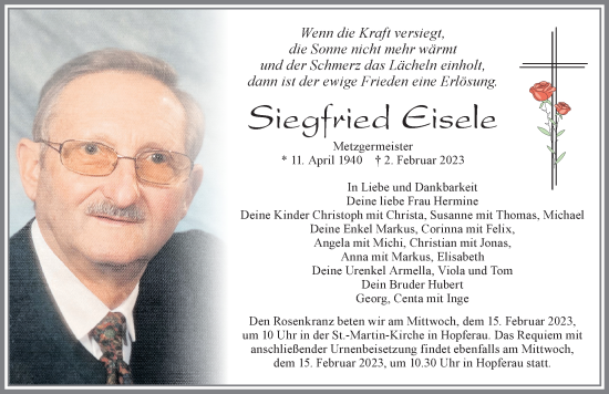 Traueranzeigen von Siegfried Eisele Allgäuer Zeitung