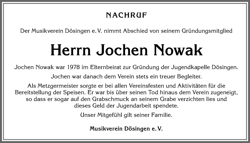 Traueranzeigen von Jochen Nowak Allgäuer Zeitung