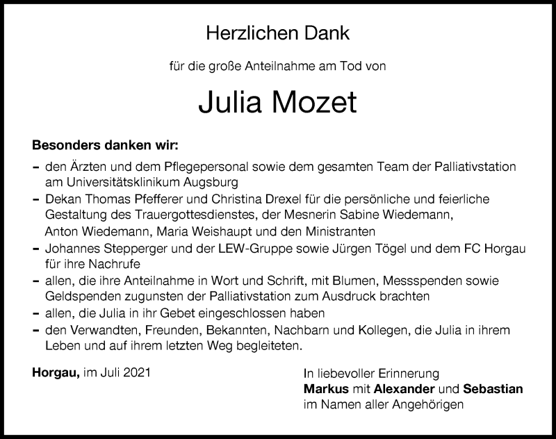 Traueranzeigen Von Julia Mozet Allg Uer Zeitung