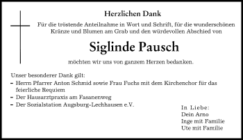 Traueranzeigen Von Siglinde Pausch Allg Uer Zeitung