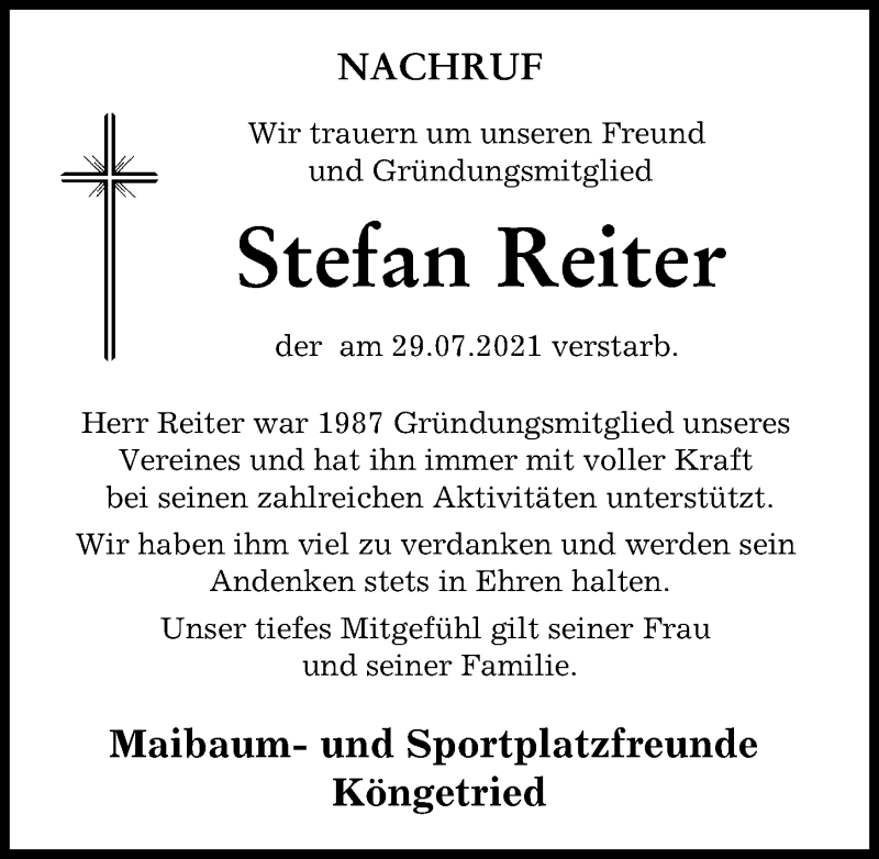 Traueranzeigen von Stefan Reiter Allgäuer Zeitung