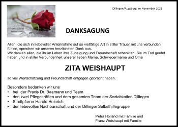 Traueranzeigen Von Zita Weishaupt Allg Uer Zeitung