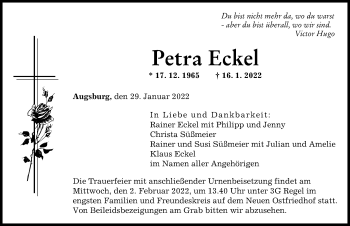 Traueranzeigen von Petra Eckel Allgäuer Zeitung