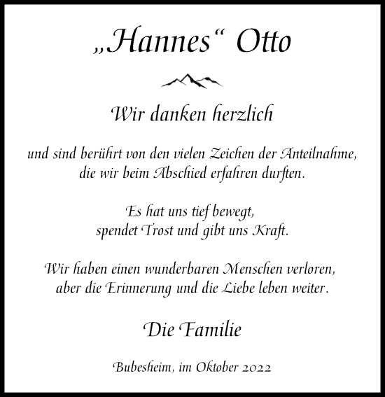 Traueranzeigen Von Hannes Otto Allg Uer Zeitung