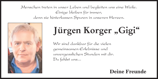 Traueranzeigen von Jürgen Korger Allgäuer Zeitung