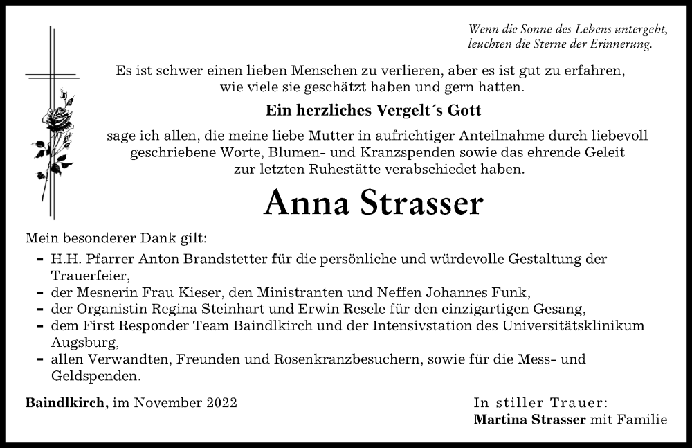 Traueranzeigen Von Anna Strasser Allg Uer Zeitung