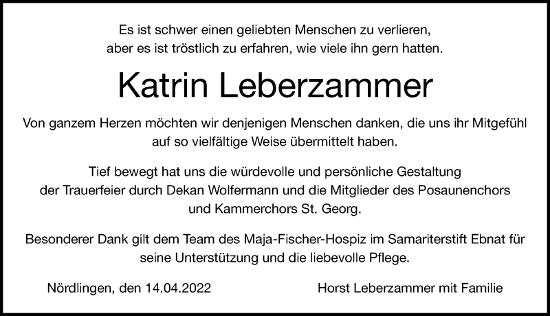 Traueranzeigen von Katrin Leberzammer Allgäuer Zeitung