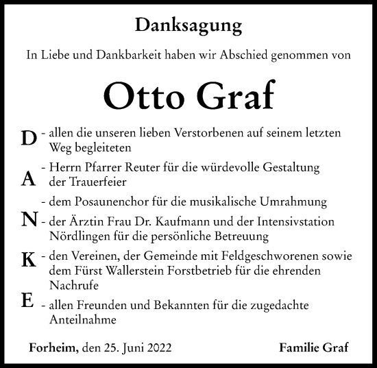 Traueranzeigen von Otto Graf Allgäuer Zeitung