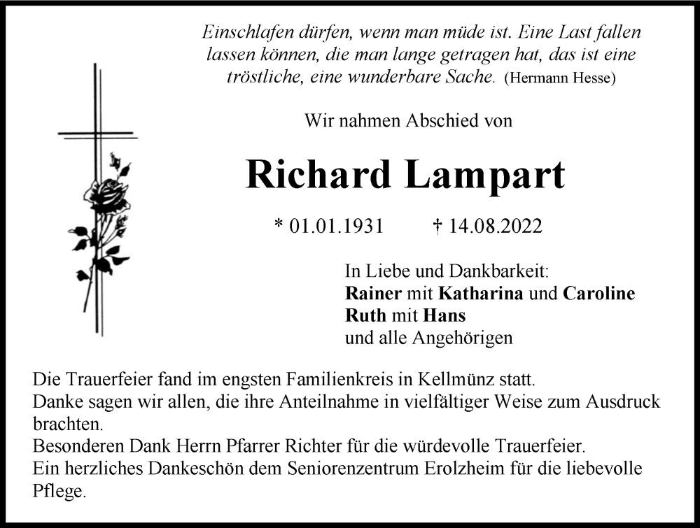 Traueranzeigen von Richard Lampart Allgäuer Zeitung