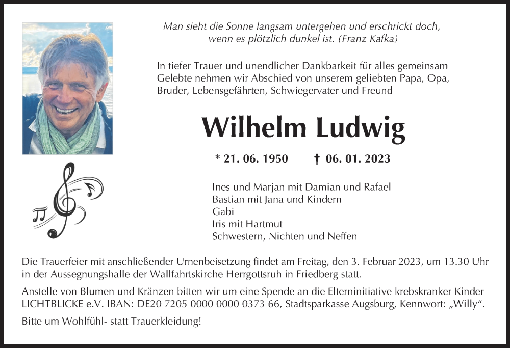 Traueranzeigen Von Wilhelm Ludwig Allg Uer Zeitung