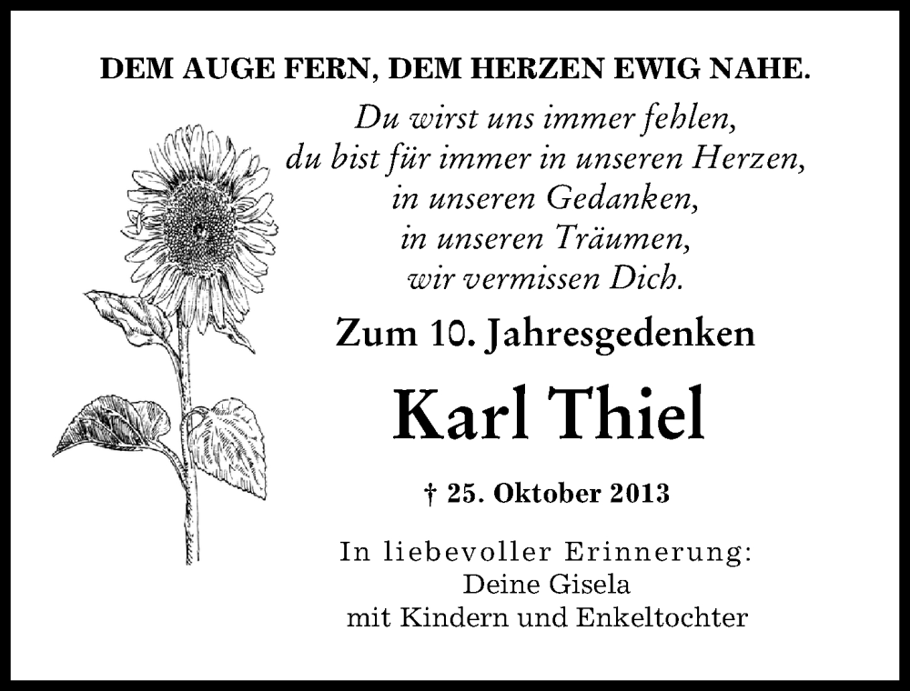 Traueranzeigen Von Karl Thiel Allg Uer Zeitung