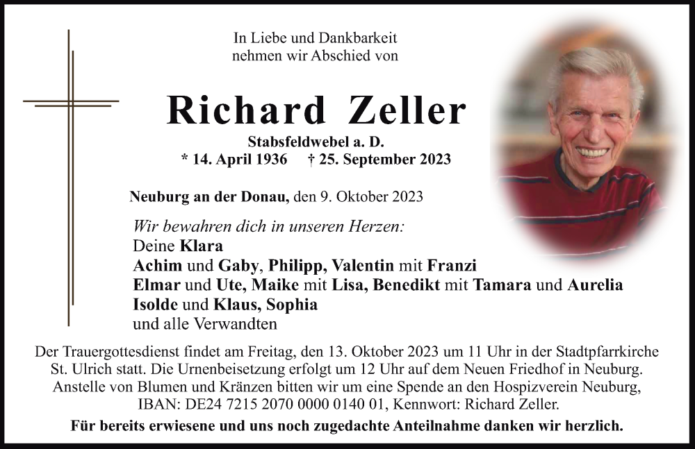 Traueranzeigen Von Richard Zeller Allg Uer Zeitung