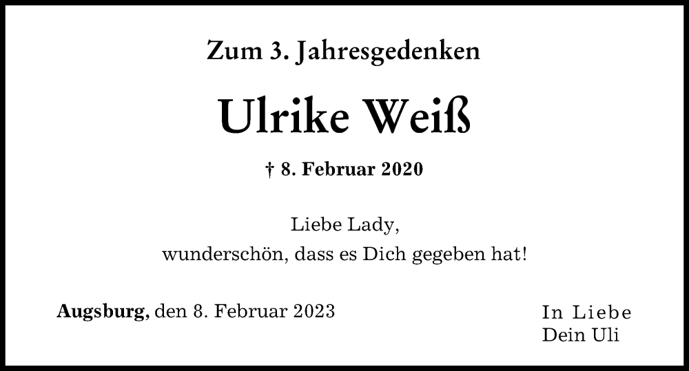 Traueranzeigen von Ulrike Weiß Allgäuer Zeitung