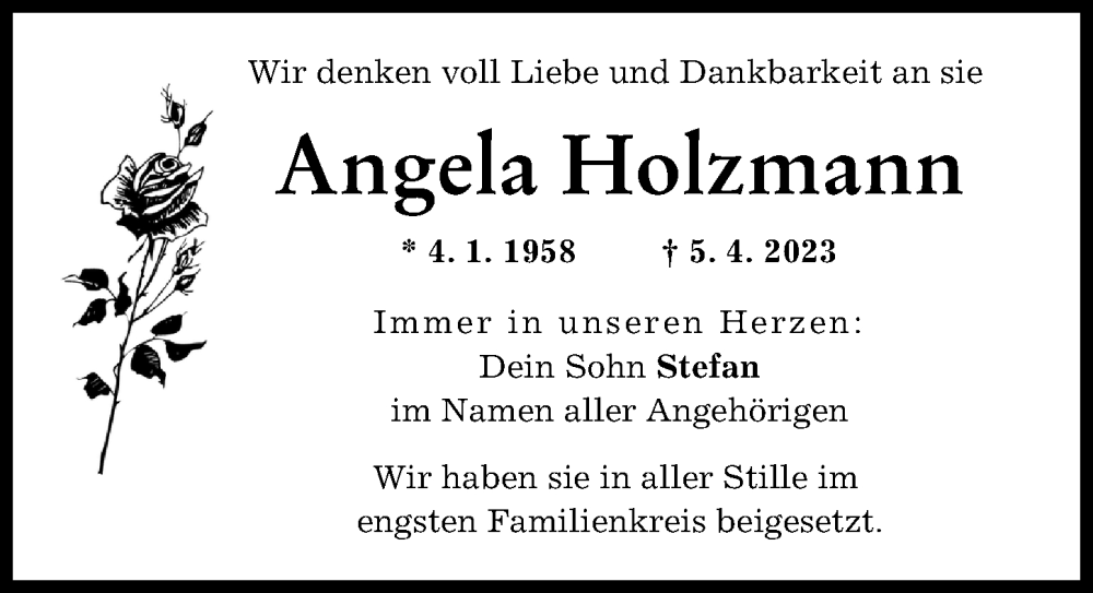 Traueranzeigen von Angela Holzmann Allgäuer Zeitung