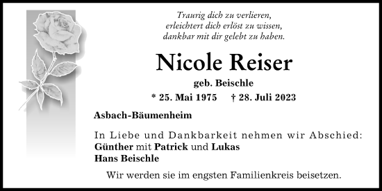 Traueranzeigen von Nicole Reiser Allgäuer Zeitung