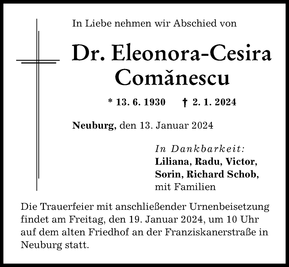 Traueranzeigen von Eleonora Cesira Comanescu Allgäuer Zeitung