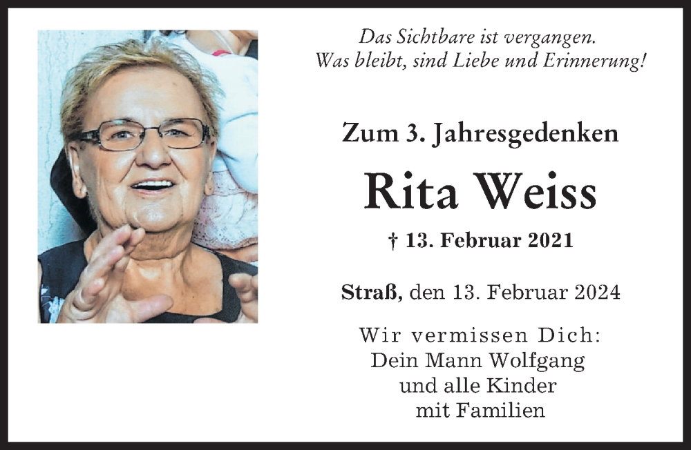 Traueranzeigen Von Rita Weiss Allg Uer Zeitung