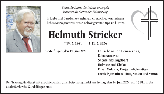 Traueranzeigen von Helmuth Stricker Allgäuer Zeitung