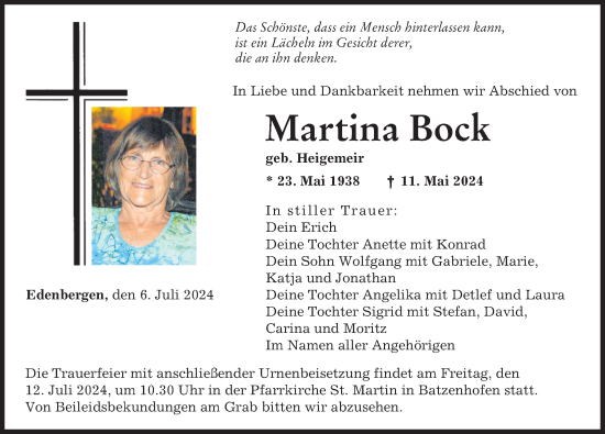 Traueranzeigen Von Martina Bock Allg Uer Zeitung