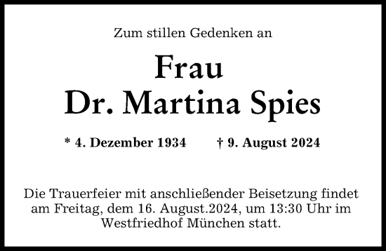 Traueranzeigen von Martina Spies Allgäuer Zeitung